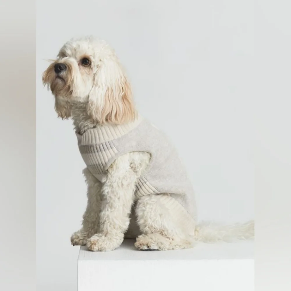 REISS ALDERS GREY AND CREAM WOOL DOG PET SWEATER COAT MEDIUM NEW